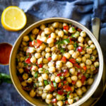 A big bowl of Indian chickpea salad.