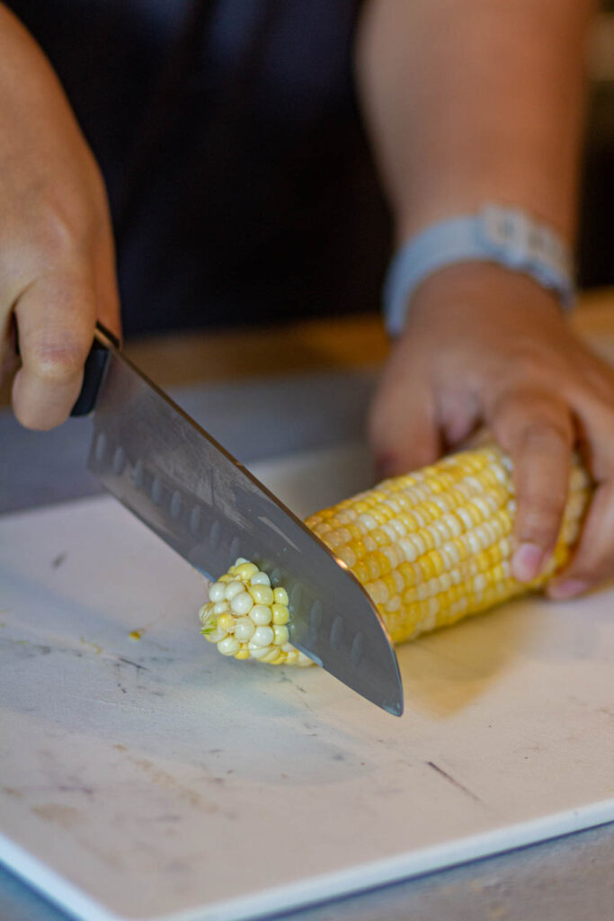 remove the top of the corn
