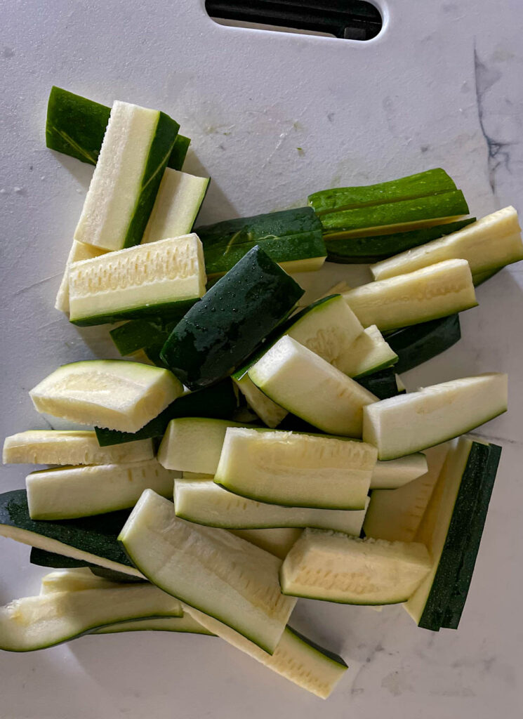 cut zucchinis in stalks