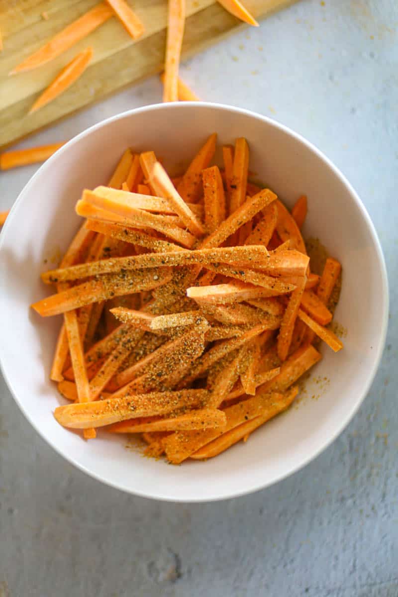 add seasoning to the sweet potatoes.