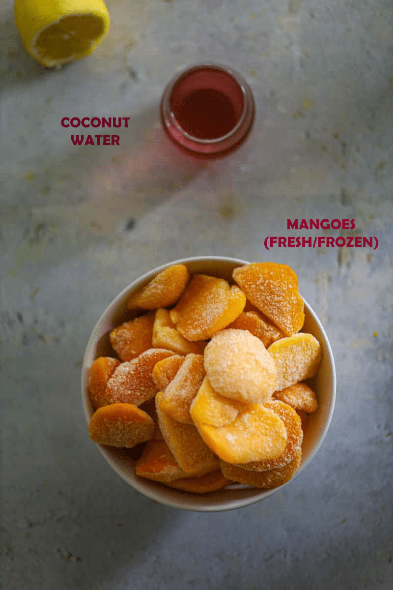 Mango Popsicle - list of ingredients.
