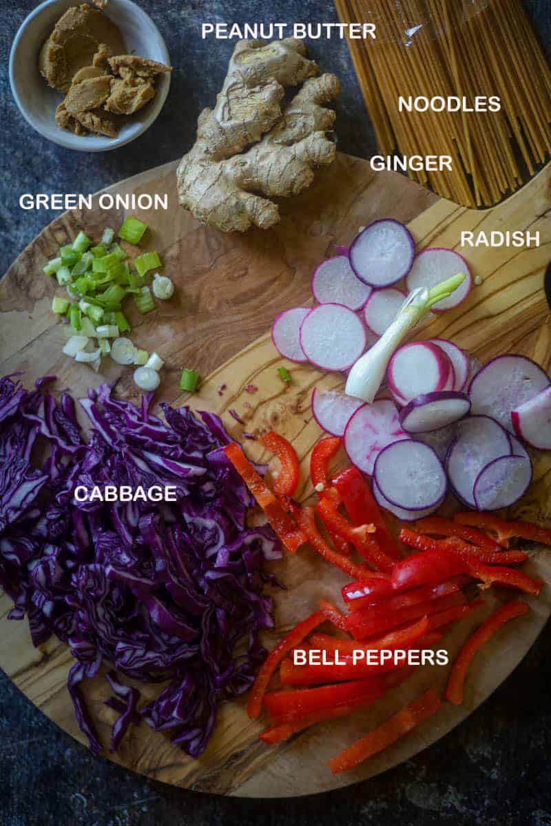 Thai Noodle Salad - list of ingredients.